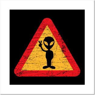 Warning Alien Sign Posters and Art